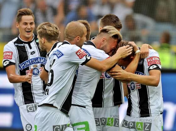 SOCCER - EL quali, Sturm vs Fenerbahce GRAZ,AUSTRIA,27.JUL.17 - SOCCER - UEFA Europa League qualification, SK Sturm Graz vs Fenerbahce Istanbul. Image shows the rejoicing of Sturm. GEPAxpictures xHansxOberlaender