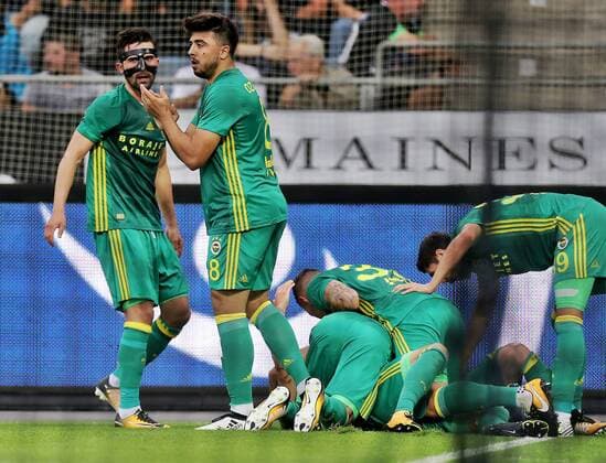 SOCCER - EL quali, Sturm vs Fenerbahce GRAZ,AUSTRIA,27.JUL.17 - SOCCER - UEFA Europa League qualification, SK Sturm Graz vs Fenerbahce Istanbul. Image shows the rejoicing of Fenerbahce. GEPAxpictures xM.xOberlaender