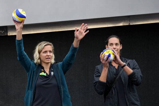 Beach volleyball Beachvolleyball - FIVB World Championships 2017 VIENNA,AUSTRIA,27.JUL.17 - BEACH VOLLEYBALL - FIVB World Championships, welcome event. Image shows Laura Ludwig and Kira Walkenhorst (GER). GEPAxpictures xMaticxKlansek