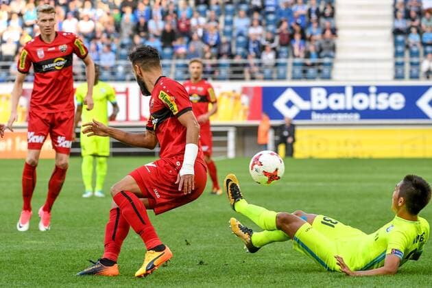 SOCCER - EL quali, Gent vs Altach GENT,BELGIUM,27.JUL.17 - SOCCER - UEFA Europa League qualification, KAA Gent vs SCR Altach. Image shows Simon Piesinger, Lucas Galvao da Costa Souza (Altach) and Yuya Kubo (Gent). GEPAxpictures xOliverxLerch