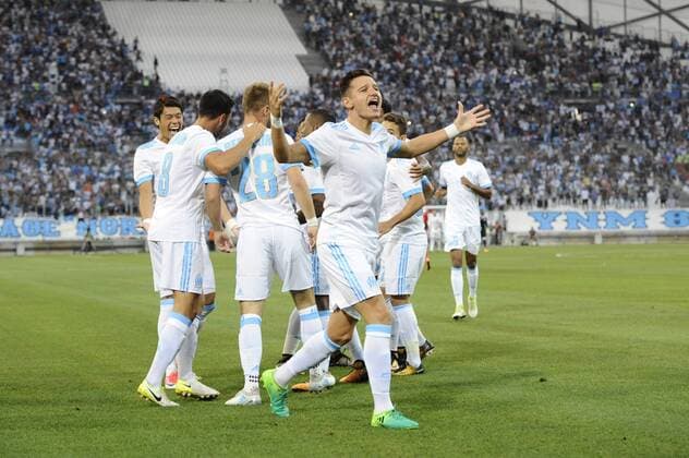 Joie but Germain (OM) - Thauvin (OM) FOOTBALL : Marseille vs Oostende- Europa League - 27 07 2017 FranckPennant Panoramic 