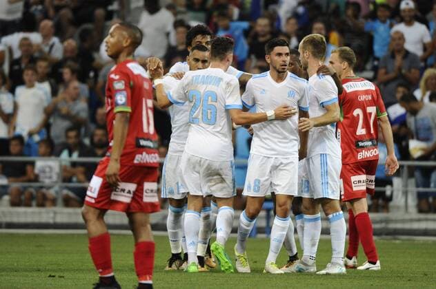 Joie but Sanson (OM) FOOTBALL : Marseille vs Oostende- Europa League - 27 07 2017 FranckPennant Panoramic 