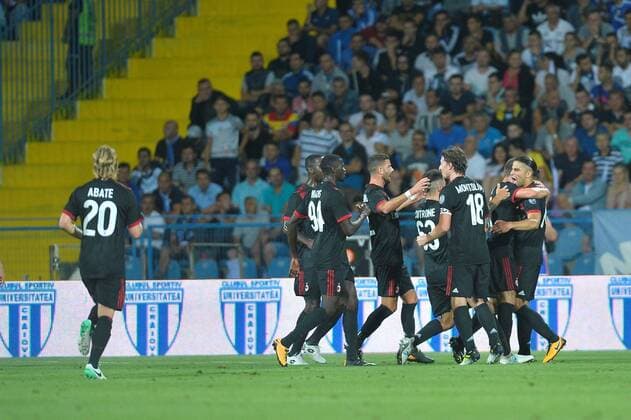 CSU Craiova - AC Milan, Uefa Europa League, Third Qualifying Round - 1 Leg, 27 July 2017, Drobeta Turnu Severin, Romania CSU Craiova - AC Milan, UEFA Europa League, Third Qualifying Round - 1 Leg, Ricardo Rodriguez celebrates after scores, 27 July 2017, Drobeta Turnu Severin, Romania Copyright: xRaphaelxSerresx