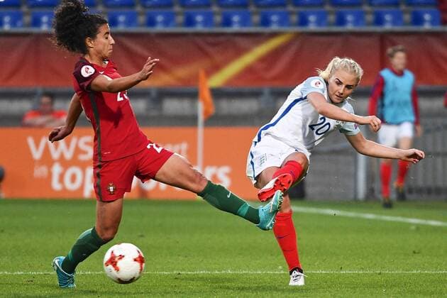 Portugal v England UEFA Women s Euros 2017 Melissa Antunes of Portugal (left) and Alex Greenwood of England (right) during the UEFA Women s Euros 2017 match at Koning Willem II Stadion, Tilburg Copyright: xKristianxKanex FIL-10447-0039 UK Newspapers OUT