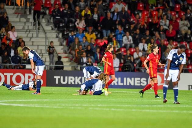 Schottland am Boden , Deprimiert, traurig, Fussball, UEFA Women s EURO 2017, Schottland - Spanien, xmkx