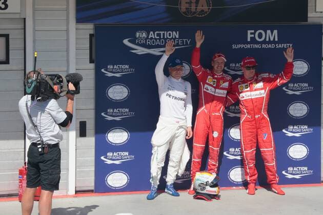 FORMULA 1 - Hungarian GP BUDAPEST,HUNGARY,29.JUL.17 - MOTORSPORTS, FORMULA 1 - Grand Prix of Hungary, Hungaroring, qualifying. Image shows Valtteri Bottas (FIN Mercedes), Sebastian Vettel (GER Ferrari) and Kimi Raikkoenen (FIN Ferrari). GEPAxpictures xFritzxMueller