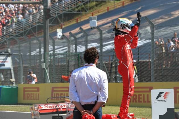 July 29th 2017, Hungaroring, Mogyor& xf3;d, Hungary; Formula One Grand Prix of Hungary, qualification sessions; Sebastian Vettel - Scuderia Ferrari SF70H takes pole ahead of tomorrows race followed by team mate Kimi Raikkonen and Valtteri Bottas - Mercedes AMG Petronas F1 W08 EQ Energy+ xOctanex  ActionPlus11907164