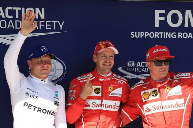 July 29th 2017, Hungaroring, Mogyor& xf3;d, Hungary; Formula One Grand Prix of Hungary, qualification sessions; Sebastian Vettel - Scuderia Ferrari SF70H takes pole ahead of tomorrows race followed by team mate Kimi Raikkonen and Valtteri Bottas - Mercedes AMG Petronas F1 W08 EQ Energy+ xOctanex  ActionPlus11907169