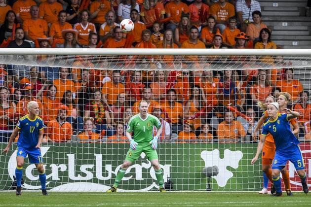 Fußball, Frauen EM, Niederlande - Schweden 170729 Sveriges malvakt Hedvig Lindahl i kvartsfinalen mellan Holland och Sverige under dag 14 av fotbolls-EM den 29 juli 2017 i Doetinchem.  Copyright: CARLxSANDIN BB170729CS041
