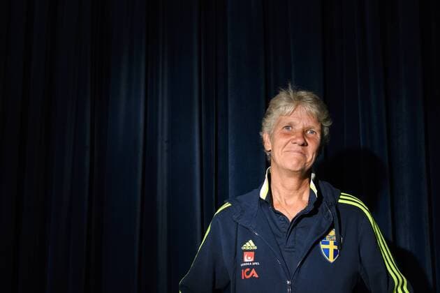 170730 Förbundskapten Pia Sundhage poserar för ett porträtt pa en pressträff med det svenska landslaget under dag 15 av fotbolls-EM den 30 juli 2017 i Arnhem.  Copyright: CARLxSANDIN BB170730CS002