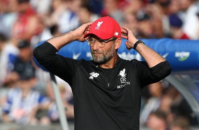 Trainer Jürgen Klopp Aktion Oberkoerper Oberkörper Fußball Fussball DFL 1.BL Bundesliga Premierleague Testspiel Herren Saison 2017 2018 29.07.2017 Hertha BSC Berlin vs. Liverpool FC