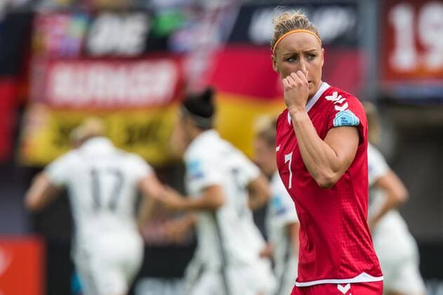 ROTTERDAM, 30-07-2017 , EK Vrouwenvoetbal 2017 , Women s Euro 2017 , Kwartfinale Duitsland - Denemarken , Sparta Stadion het Kasteel , Speelster van Denemarken Sanne Troelsgaard baalt na de 1-0 tegen Duitsland - Denemarken  x1659298x