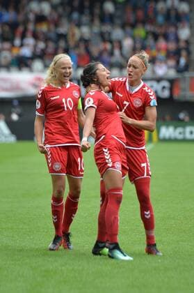 Jubel, Freuen, celebrate, happy, cheer , Goal Celebration Dänemark 1:!, Fussball, UEFA Women s EURO 2017, Viertelfinale, Deutschland - Dänemark, xmkx