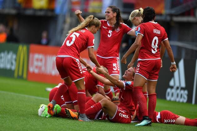 Jubel, Freuen, celebrate, happy, cheer , Goal Celebration Dänemark 1:2, Fussball, UEFA Women s EURO 2017, Viertelfinale, Deutschland - Dänemark, xmkx
