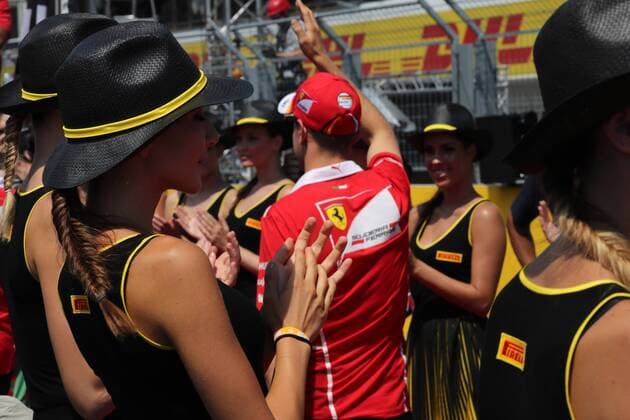 Hungarian Grand Prix, Hungaroring 27 - 30 July 2017 30.07.2017 - Grid Girls and Sebastian Vettel (GER) Scuderia Ferrari SF70H 