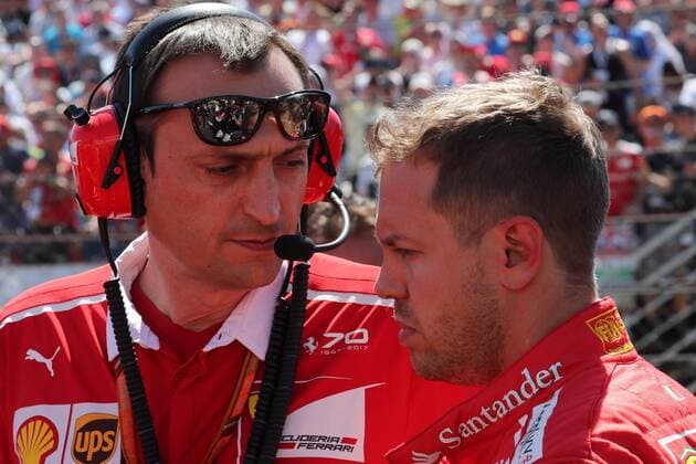 Formel 1, Sebastian Vettel - alle 50 Siege Hungarian Grand Prix, Hungaroring 27 - 30 July 2017 30.07.2017 - Riccardo Adami (ITA) Ferrari Race Engineer and Sebastian Vettel (GER) Scuderia Ferrari SF70H 