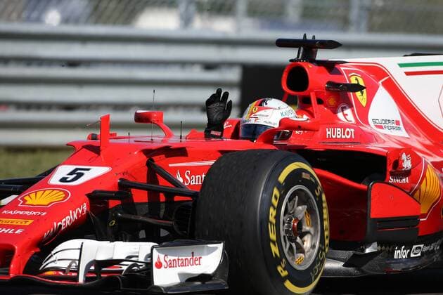 Hungarian Grand Prix, Hungaroring 27 - 30 July 2017 30.07.2017 - Race, Sebastian Vettel (GER) Scuderia Ferrari SF70H race winner waves to the fans 