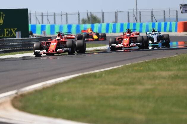 July 30th 2017, Hungaroring, Mogyor& xf3;d, Hungary; Formula One Grand Prix of Hungary, Race Day; Sebastian Vettel - Scuderia Ferrari SF70H leads race start xOctanex  ActionPlus11907902