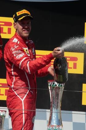 FORMULA 1 - Hungarian GP BUDAPEST,HUNGARY,30.JUL.17 - MOTORSPORTS, FORMULA 1 - Grand Prix of Hungary, Hungaroring. Image shows Sebastian Vettel (GER Ferrari). Keywords: champagne shower, award ceremony. GEPAxpictures xFritzxMueller