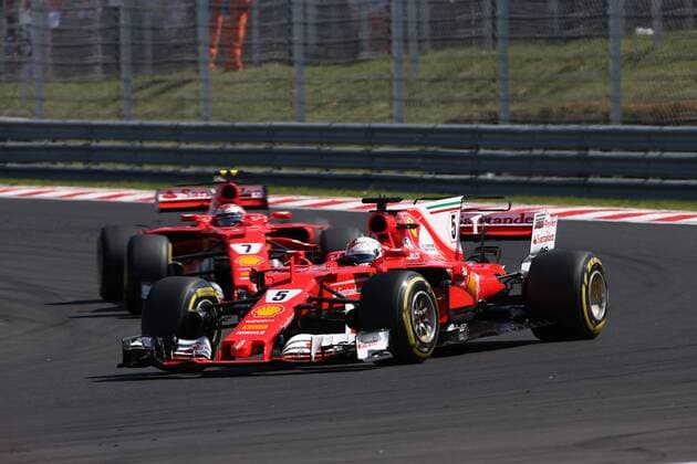 Hungarian Grand Prix, Hungaroring 27 - 30 July 2017 30.07.2017 - Race, Sebastian Vettel (GER) Scuderia Ferrari SF70H and Kimi Raikkonen (FIN) Scuderia Ferrari SF70H 