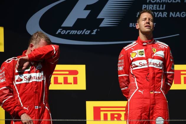 Hungarian Grand Prix, Hungaroring 27 - 30 July 2017 30.07.2017 - Race, 2nd place Kimi Raikkonen (FIN) Scuderia Ferrari SF70H and Sebastian Vettel (GER) Scuderia Ferrari SF70H race winner 