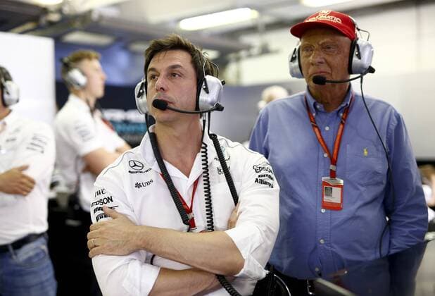 Motorsports: FIA Formula One World Championship WM Weltmeisterschaft 2017, Grand Prix of Hungary, Toto Wolff (AUT, Mercedes AMG Petronas Formula One Team), Niki Lauda (AUT, Mercedes AMG Petronas Formula One Team), Budapest Hungary xHOCHxZWEIx