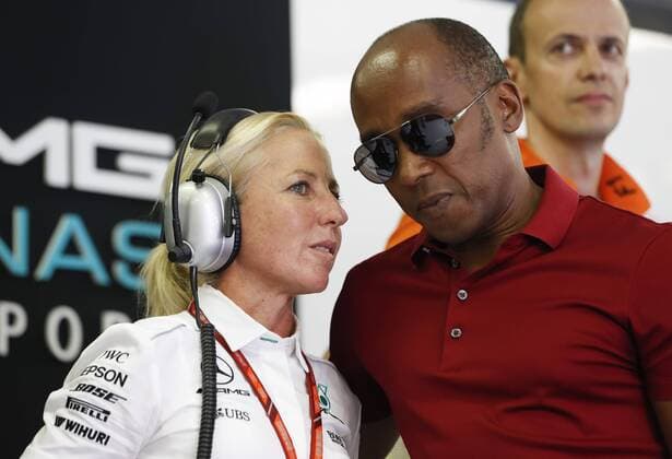 Motorsports: FIA Formula One World Championship WM Weltmeisterschaft 2017, Grand Prix of Hungary, Anthony Hamilton, father of 44 Lewis Hamilton (GBR, Mercedes AMG Petronas F1 Team), with Angela Cullen Budapest Hungary xHOCHxZWEIx