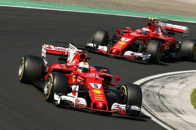 Motorsports: FIA Formula One World Championship WM Weltmeisterschaft 2017, Grand Prix of Hungary, 5 Sebastian Vettel (GER, Scuderia Ferrari), 7 Kimi Raikkonen (FIN, Scuderia Ferrari), Budapest Hungary xHOCHxZWEIx