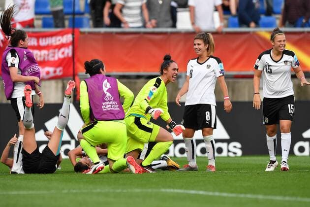 SOCCER - UEFA EURO EM Europameisterschaft Fussball 2017 TILBURG,NETHERLANDS,30.JUL.17 - WOMEN SOCCER - UEFA Women s European Championship EM Europameisterschaft 2017, quarterfinal, Austria vs Spain. Image shows the rejoicing of AUT. GEPAxpictures xFlorianxErtl