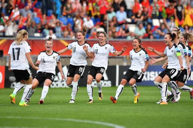 SOCCER - UEFA EURO EM Europameisterschaft Fussball 2017 TILBURG,NETHERLANDS,30.JUL.17 - WOMEN SOCCER - UEFA Women s European Championship EM Europameisterschaft 2017, quarterfinal, Austria vs Spain. Image shows the rejoicing of AUT. GEPAxpictures xFlorianxErtl