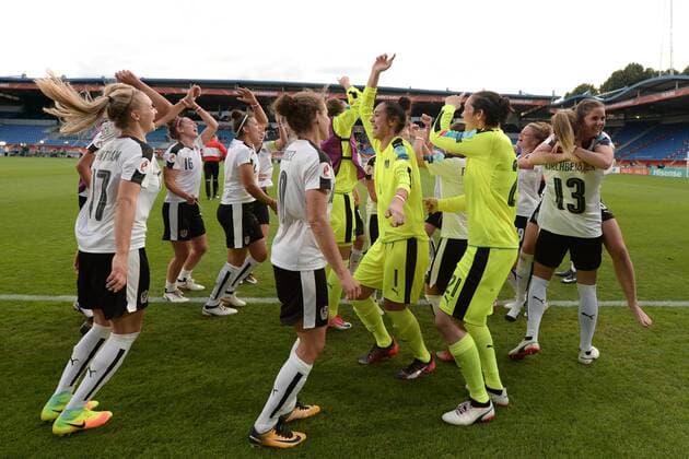 SOCCER - UEFA EURO EM Europameisterschaft Fussball 2017 TILBURG,NETHERLANDS,30.JUL.17 - WOMEN SOCCER - UEFA Women s European Championship EM Europameisterschaft 2017, quarterfinal, Austria vs Spain. Image shows the rejoicing of AUT. GEPAxpictures xFlorianxErtl