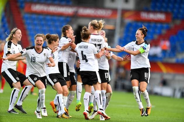Jubel Österreich nach Halbfinaleinzug, Fussball, UEFA Women s EURO 2017, Viertelfinale, Österreich - Spanien, xmkx