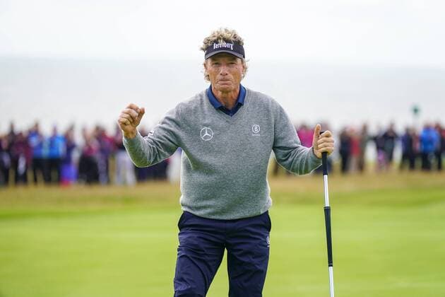 July 30th, Royal Porthcawl, Wales; The European Tour Senior Open Championship presented by Rolex, final round; Bernhard Langer GER celebrates at winning the Welsh Senior Open xStevexFeeneyx  ActionPlus11908407