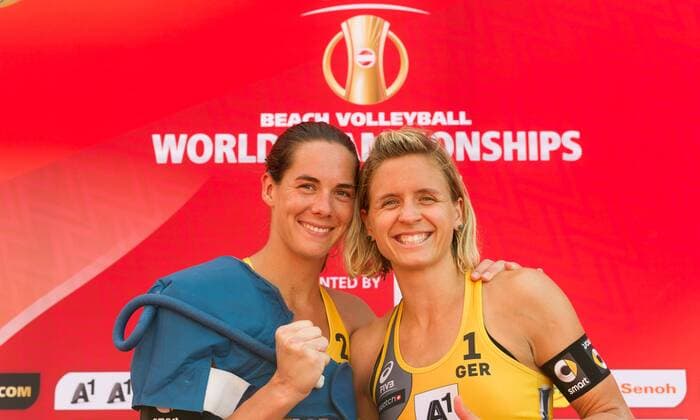 FIVB Beach volleyball Beachvolleyball World Championships Vienna 2017 am 31.07.2017 Kira WALKENHORST, Laura LUDWIG (GER); FIVB Beach Volleyball World Championships Vienna 2017 am 31.07.2017, Donauinsel Wien (Oesterreich). xPWx