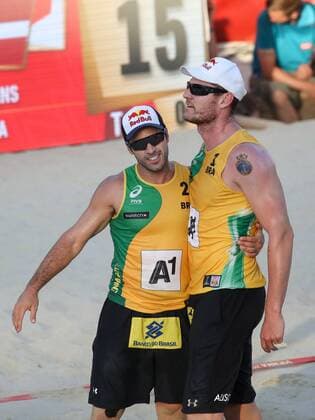 Beach volleyball Beachvolleyball - FIVB World Championships 2017 VIENNA,AUSTRIA,31.JUL.17 - BEACH VOLLEYBALL - FIVB World Championships, men. Image shows Alison Cerutti and Bruno Oscar Schmidt (BRA). GEPAxpictures xMaticxKlansek