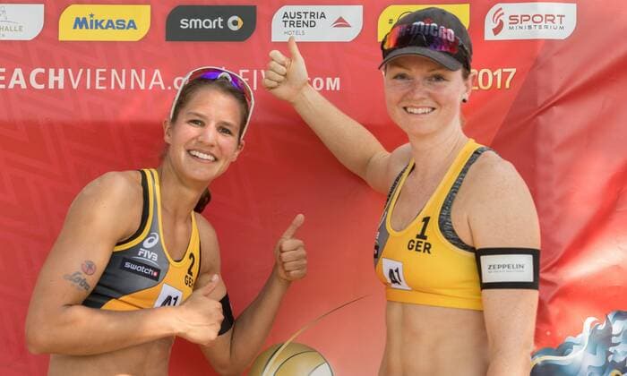 FIVB Beach volleyball Beachvolleyball World Championships Vienna 2017 am 01.08.2017 Chantal LABOUREUR, Julia SUDE (GER); FIVB Beach Volleyball World Championships Vienna 2017 am 01.08.2017, Donauinsel Wien (Oesterreich). xPWx