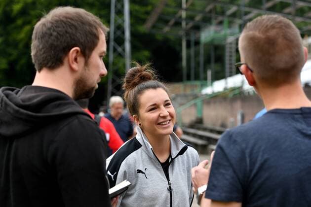 SOCCER - UEFA EURO EM Europameisterschaft Fussball 2017 WAGENINGEN,NETHERLANDS,01.AUG.17 - WOMEN SOCCER - UEFA Women s European Championship EM Europameisterschaft 2017, semifinal, Denmark vs Austria, preview, mixed zone team AUT. Image shows Barbara Dunst (AUT). GEPAxpictures xFlorianxErtl