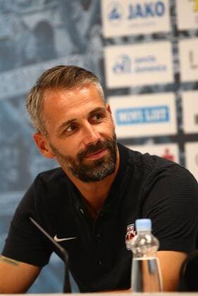 SOCCER - UEFA CL quali, Rijeka vs RBS, preview RIJEKA,CROATIA,01.AUG.17 - SOCCER - UEFA Champions League qualification, HNK Rijeka vs Red Bull Salzburg, preview, press conference PK Pressekonferenz RBS. Image shows head coach Marco Rose (RBS). GEPAxpictures xFelixxRoittner