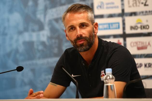 SOCCER - UEFA CL quali, Rijeka vs RBS, preview RIJEKA,CROATIA,01.AUG.17 - SOCCER - UEFA Champions League qualification, HNK Rijeka vs Red Bull Salzburg, preview, press conference PK Pressekonferenz RBS. Image shows head coach Marco Rose (RBS). GEPAxpictures xFelixxRoittner