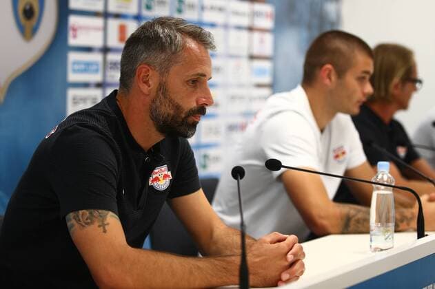 SOCCER - UEFA CL quali, Rijeka vs RBS, preview RIJEKA,CROATIA,01.AUG.17 - SOCCER - UEFA Champions League qualification, HNK Rijeka vs Red Bull Salzburg, preview, press conference PK Pressekonferenz RBS. Image shows head coach Marco Rose (RBS). GEPAxpictures xFelixxRoittner