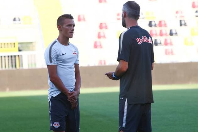 SOCCER - UEFA CL quali, Rijeka vs RBS, preview RIJEKA,CROATIA,01.AUG.17 - SOCCER - UEFA Champions League qualification, HNK Rijeka vs Red Bull Salzburg, preview, training RBS. Image shows Hannes Wolf and head coach Marco Rose (RBS). GEPAxpictures xFelixxRoittner