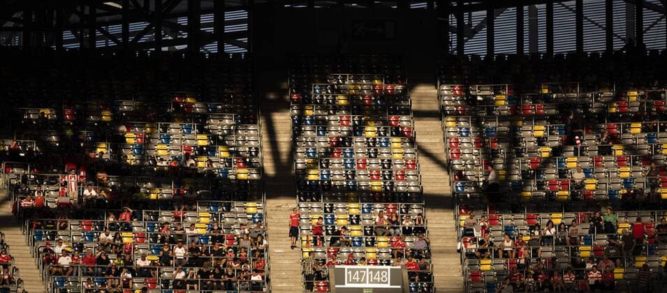 Fußball, Stadiongeschichte Fortuna Düsseldorf Düsseldorf, 31.07.2017 Tribüne F95 - leere Ränge Fortuna Düsseldorf - Eintracht Braunschweig