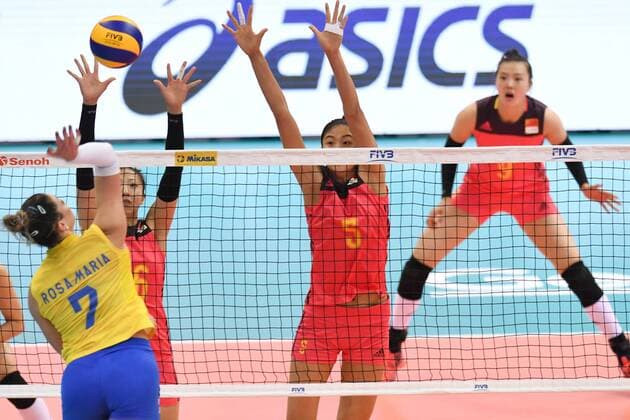 NANJING, CHINA - AUGUST 02: Gao Yi 5 of China reacts during the group match of 2017 Nanjing FIVB World Grand Prix Finals between China and Brazil at Nanjing Olympic Sports Center on August 2, 2017 in Nanjing, Jiangsu Province of China.  Copyright: xVCGx CFP111122616639 
