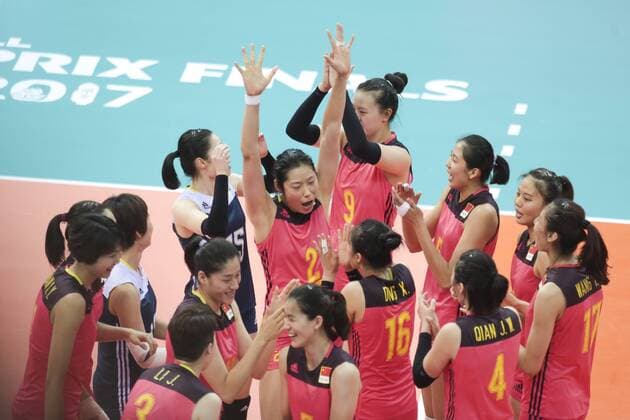 NANJING, CHINA - AUGUST 02: Players of China celebrate during the group match of 2017 Nanjing FIVB World Grand Prix Finals between China and Brazil at Nanjing Olympic Sports Center on August 2, 2017 in Nanjing, Jiangsu Province of China.  Copyright: xVCGx CFP111122616785 