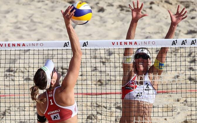 Beach volleyball Beachvolleyball - FIVB World Championships 2017 VIENNA,AUSTRIA,02.AUG.17 - BEACH VOLLEYBALL - FIVB World Championships. Image shows Tanja Hueberli (SUI) and Stefanie Schwaiger (AUT). GEPAxpictures xChristianxWalgram