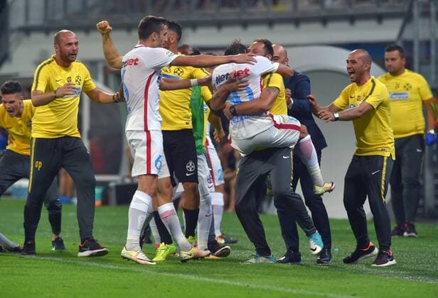 Fußball, EL Quali, Viktoria Pilsen - Steaua Bukarest Filipe Teixeira of FCSB, centre backward, celebrates his goal during the 3rd qualifying round, Football European League match FC Viktoria Pilsen vs FC Steaua Bucurest (FCSB) in Pilsen, Czech Republic, August 2, 2017. (CTKxPhoto SlavomirxKubes) CTKPhotoP201708020929201  KBS_0071