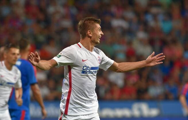 Fußball, EL Quali, Viktoria Pilsen - Steaua Bukarest Florin Tanase of FCSB celebrates his goal during the 3rd qualifying round, Football European League match FC Viktoria Pilsen vs FC Steaua Bucurest (FCSB) in Pilsen, Czech Republic, August 2, 2017. (CTKxPhoto SlavomirxKubes) CTKPhotoP201708020933001  KBS_0080