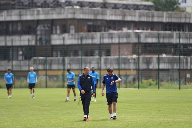 Fussball, Herren, Regionalliga Nordost, Saison 2017 18, Training BFC Dynamo, Cheftrainer Rene Rydlewicz (BFC Dynamo), Co-Trainer Martino Gatti (BFC Dynamo), 03.08.17, Copyright: xMichaelxHundtx xMatthiasxKochx