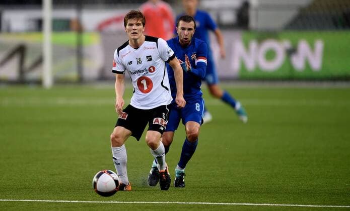 Fußball, EL Quali, Odds BK Skien - Dinamo Zagreb Fotball , 3. august 2017 , Europa League , Qual. Odd - Dinamo Zagreb Oliver Berg ,odd Domagoj Antolic , DZ 