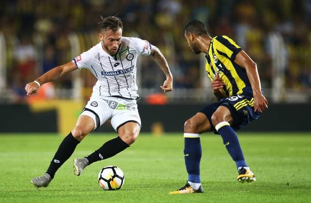 SOCCER - UEFA EL quali, Fenerbahce vs Sturm ISTANBUL,TURKEY,03.AUG.17 - SOCCER - UEFA Europa League qualification, Fenerbahce Istanbul vs SK Sturm Graz. Image shows Peter Zulj (Sturm) and Aatif Chahechouhe (Fenerbahce). GEPAxpictures xDanielxGoetzhaber